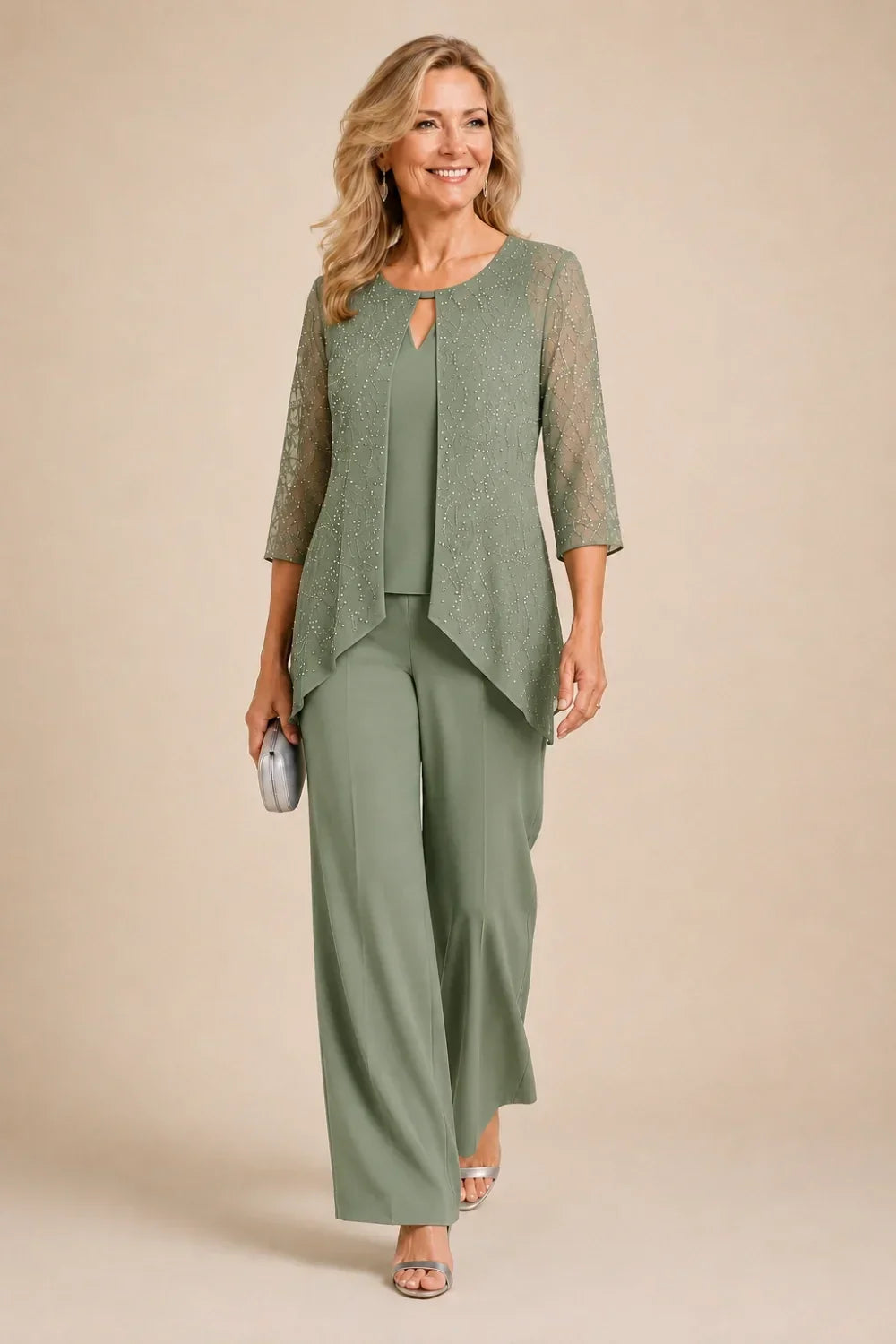 Meredith | Layered Lace Trouser Suit
