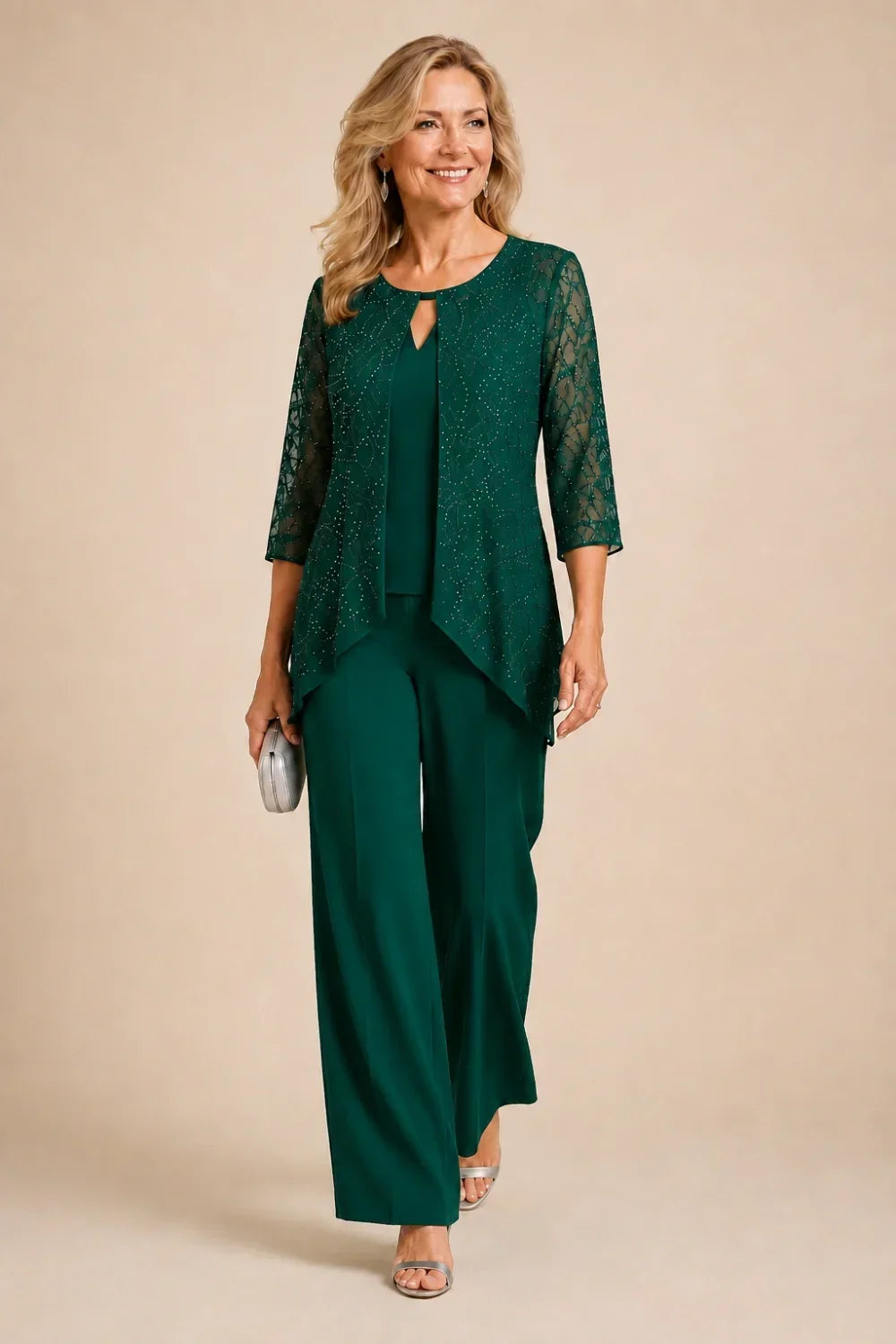 Meredith | Layered Lace Trouser Suit