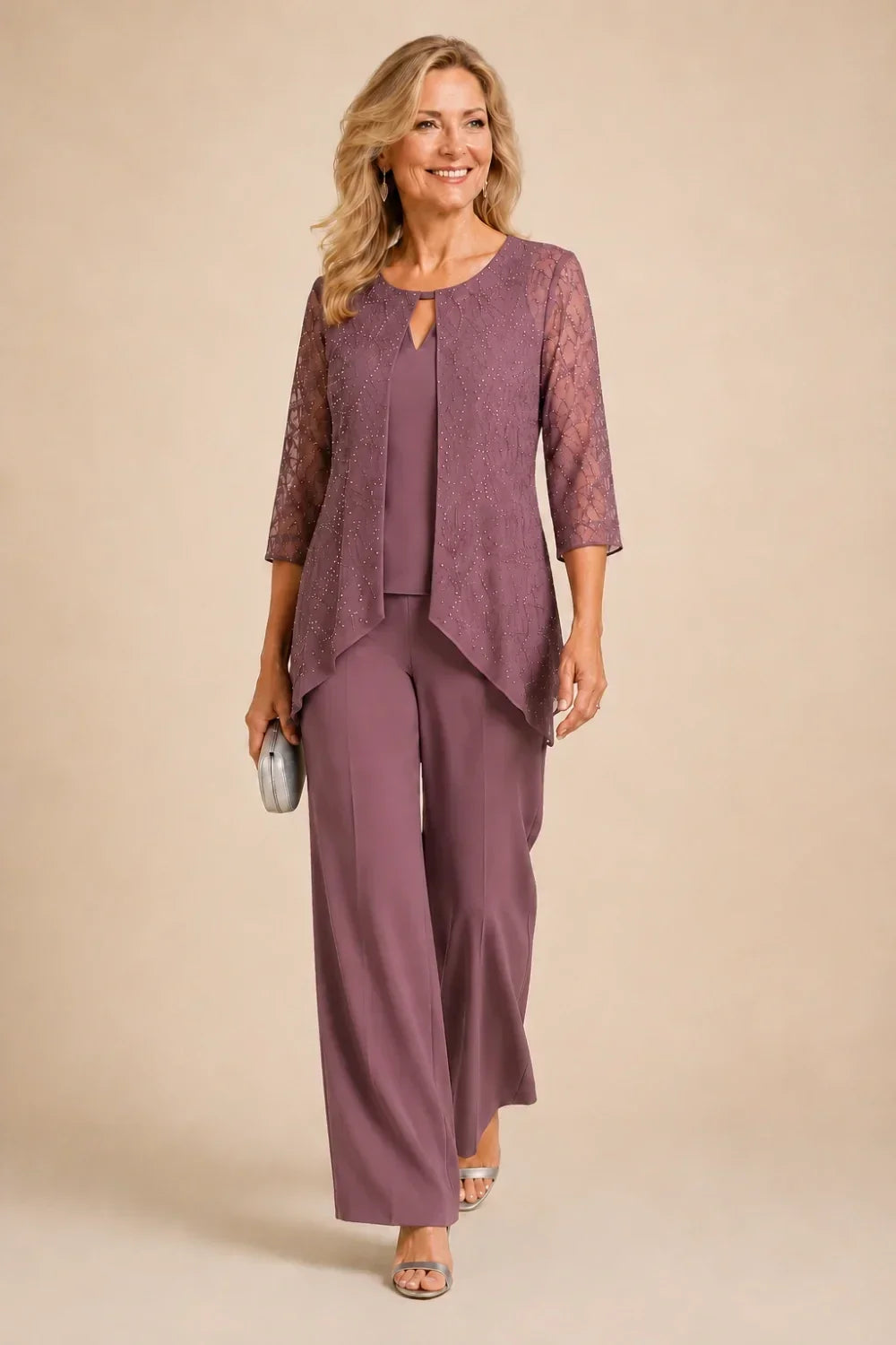 Meredith | Layered Lace Trouser Suit