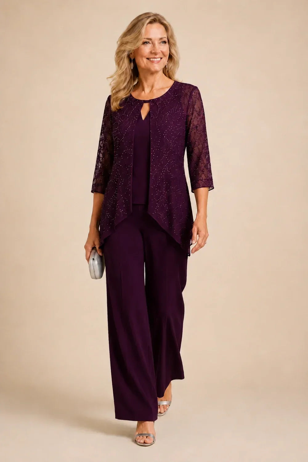 Meredith | Layered Lace Trouser Suit