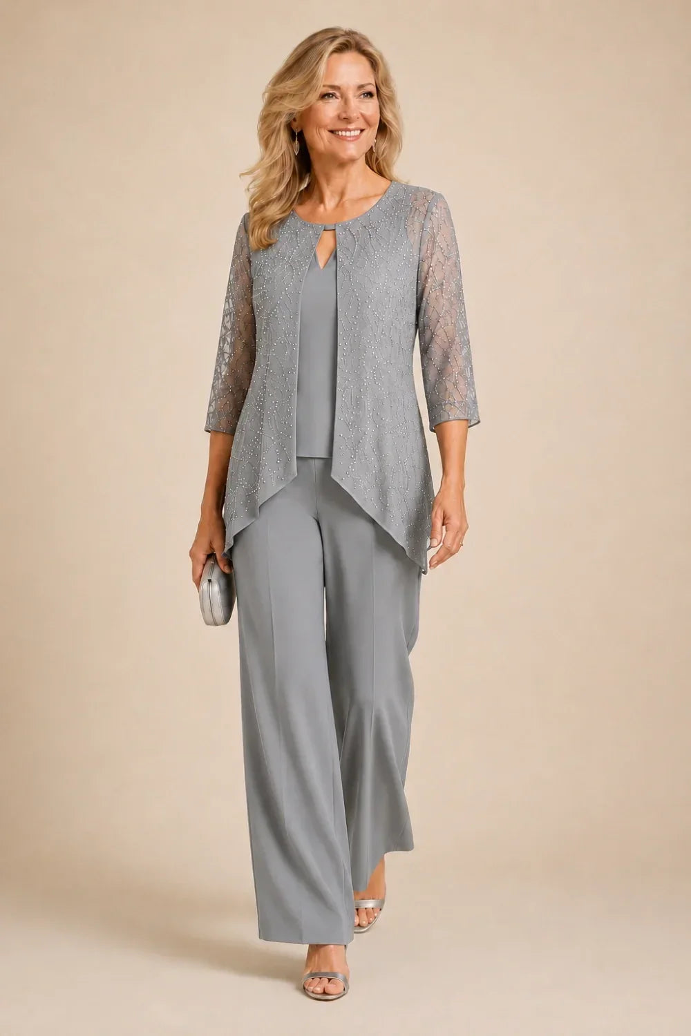 Meredith | Layered Lace Trouser Suit
