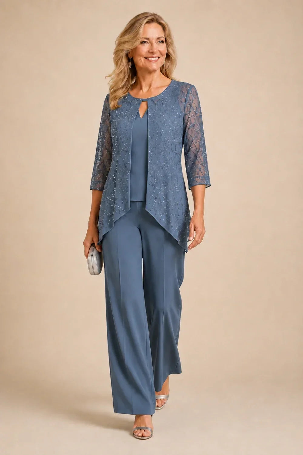 Meredith | Layered Lace Trouser Suit