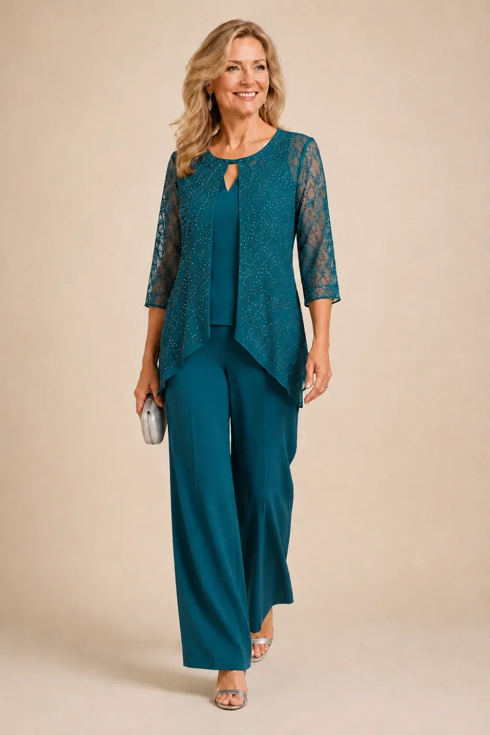 Meredith | Layered Lace Trouser Suit