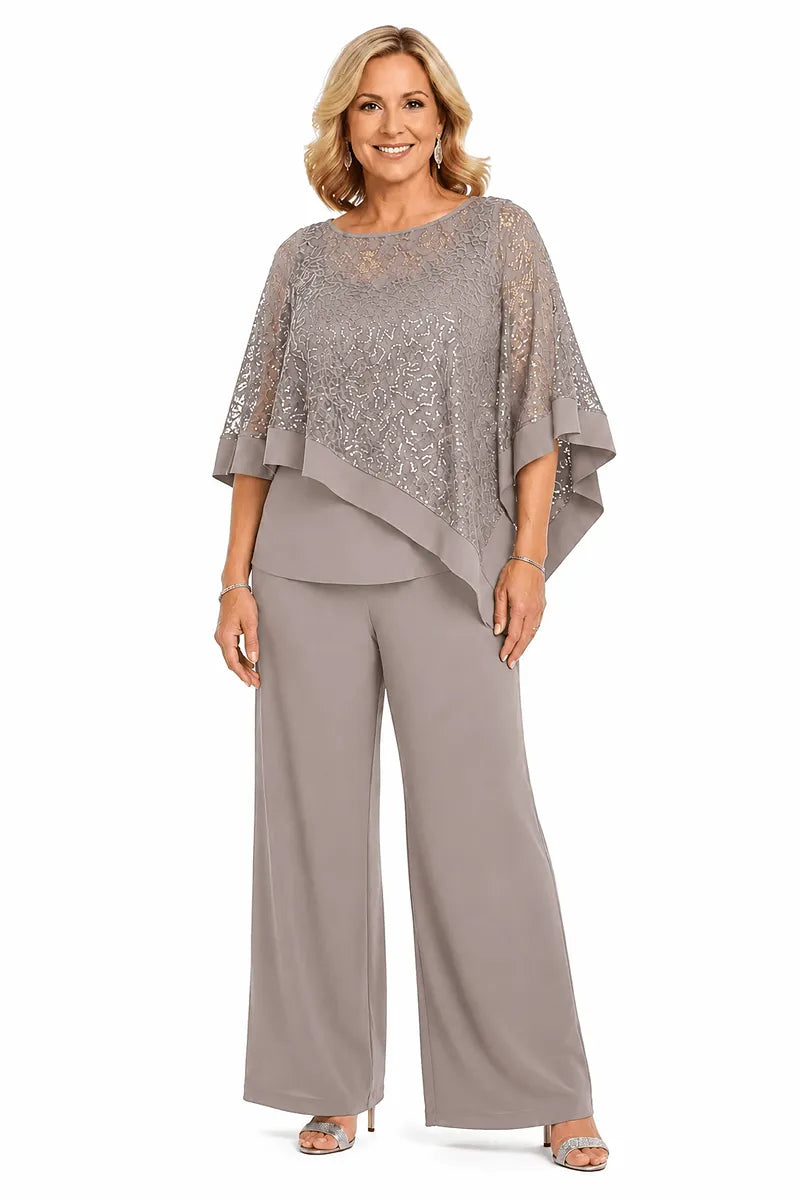Geraldine | Sequin Cape Trouser Set