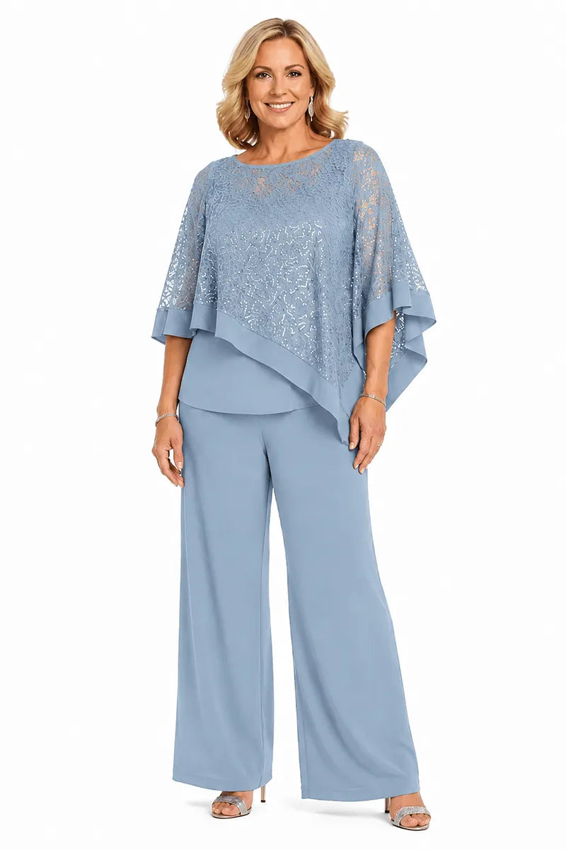 Geraldine | Sequin Cape Trouser Set