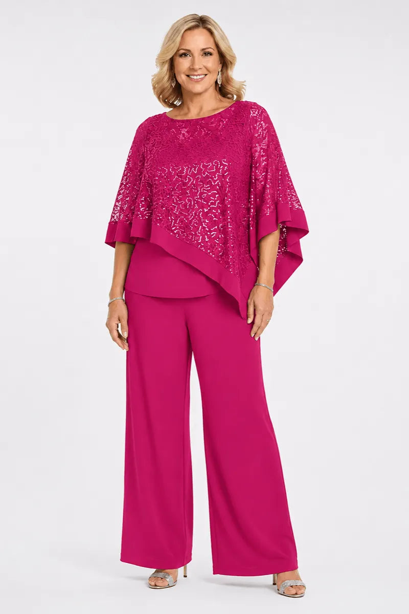 Geraldine | Sequin Cape Trouser Set