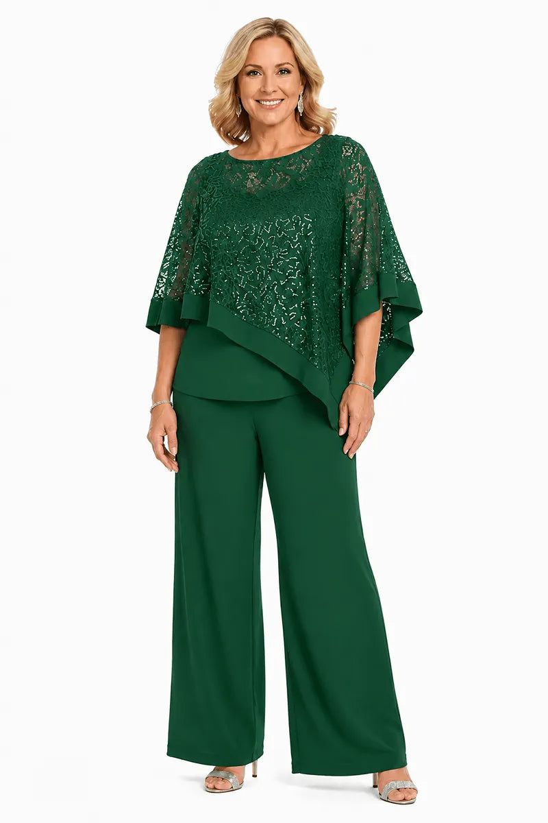 Geraldine | Sequin Cape Trouser Set