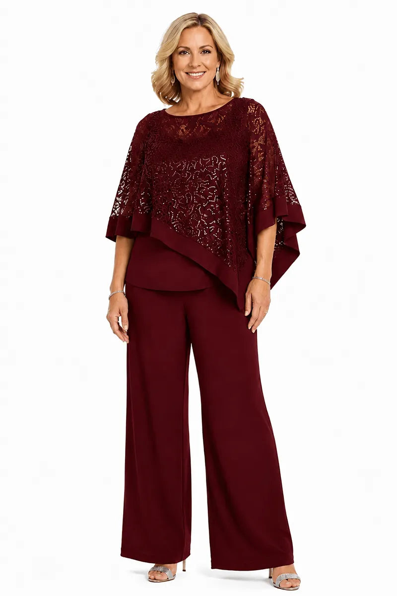 Geraldine | Sequin Cape Trouser Set