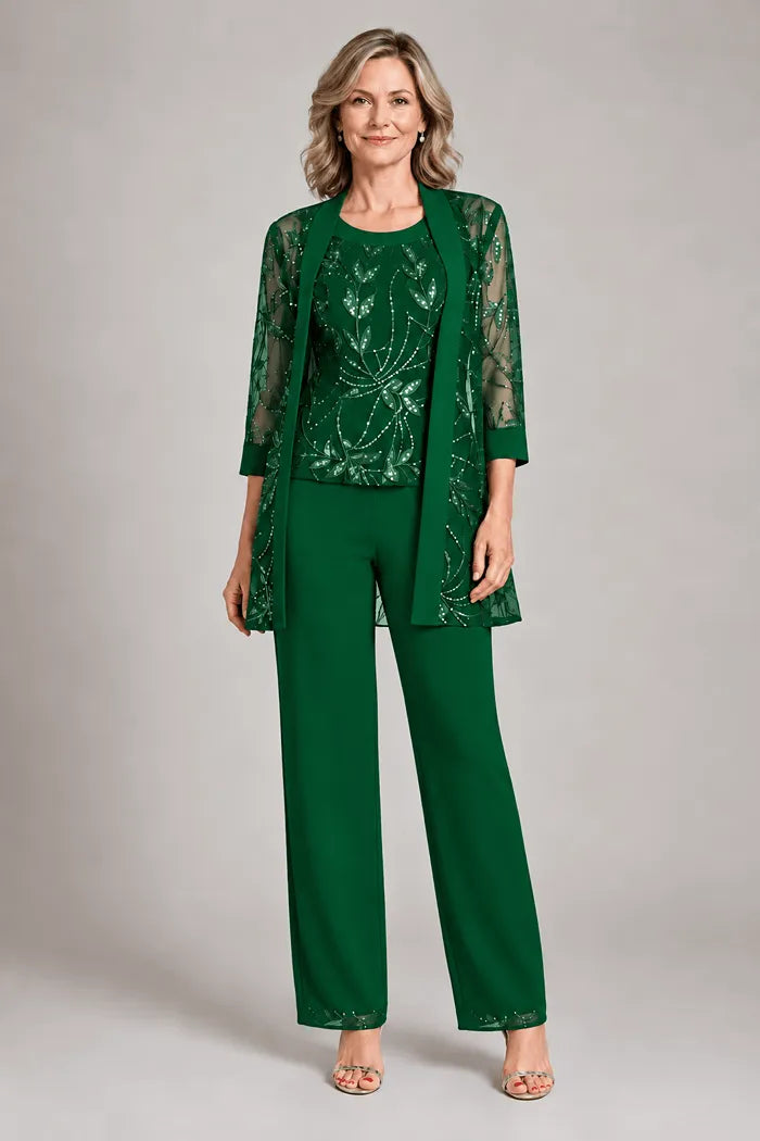 Genevieve | Three-Piece Chiffon Trouser Suit