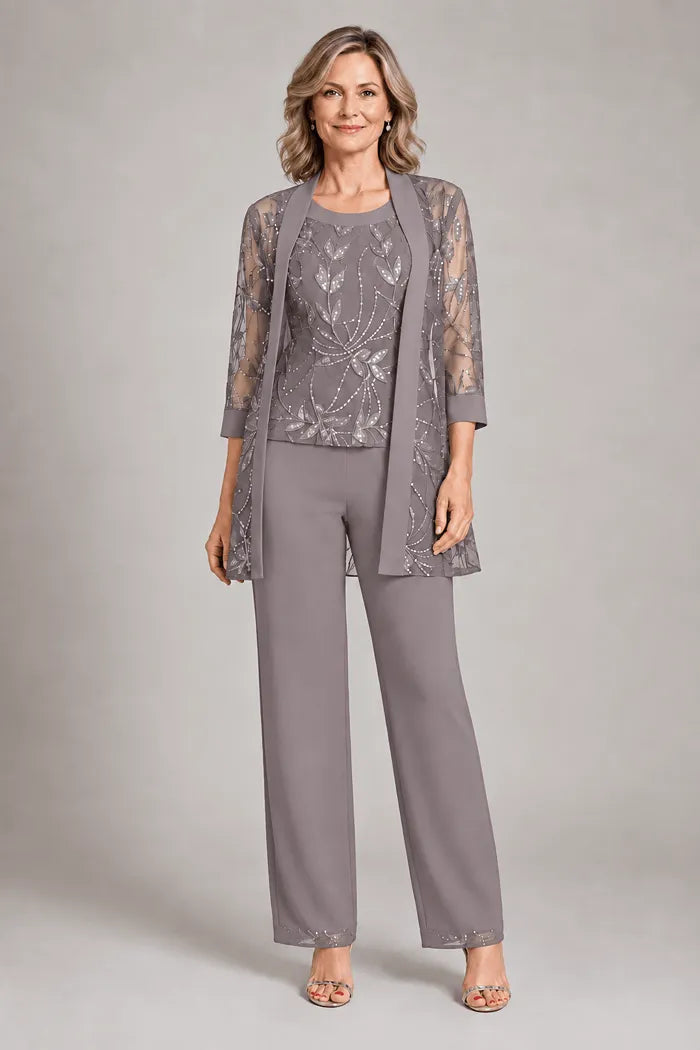 Genevieve | Three-Piece Chiffon Trouser Suit