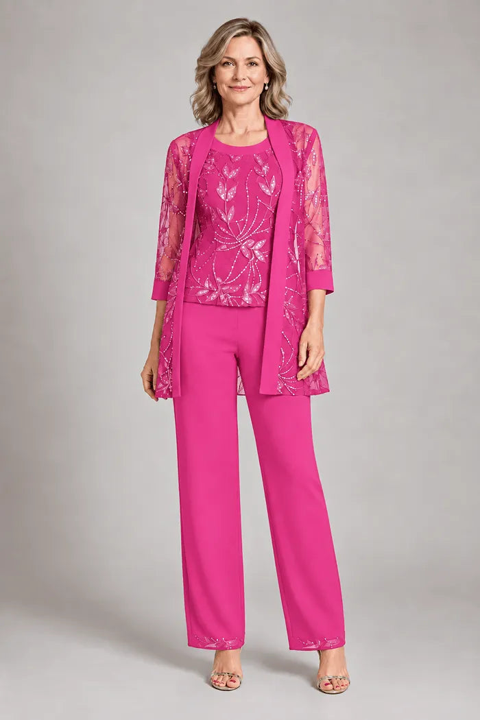 Genevieve | Three-Piece Chiffon Trouser Suit