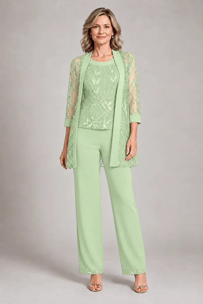 Genevieve | Three-Piece Chiffon Trouser Suit