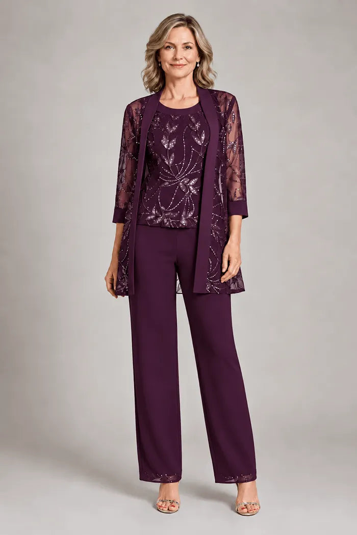 Genevieve | Three-Piece Chiffon Trouser Suit