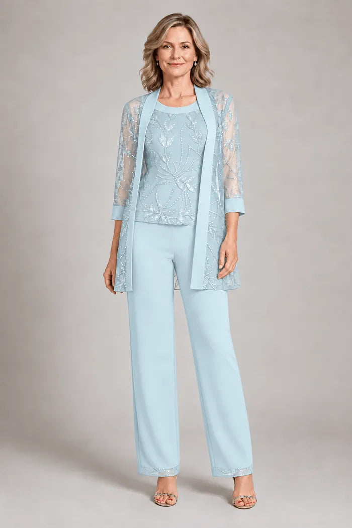 Genevieve | Three-Piece Chiffon Trouser Suit