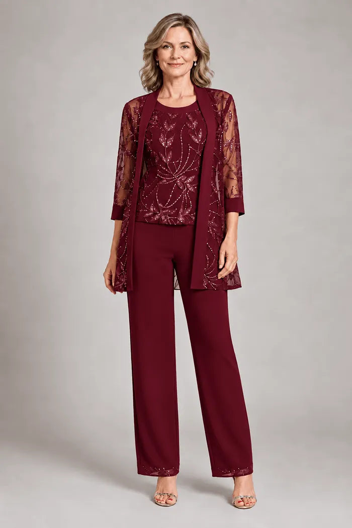 Genevieve | Three-Piece Chiffon Trouser Suit