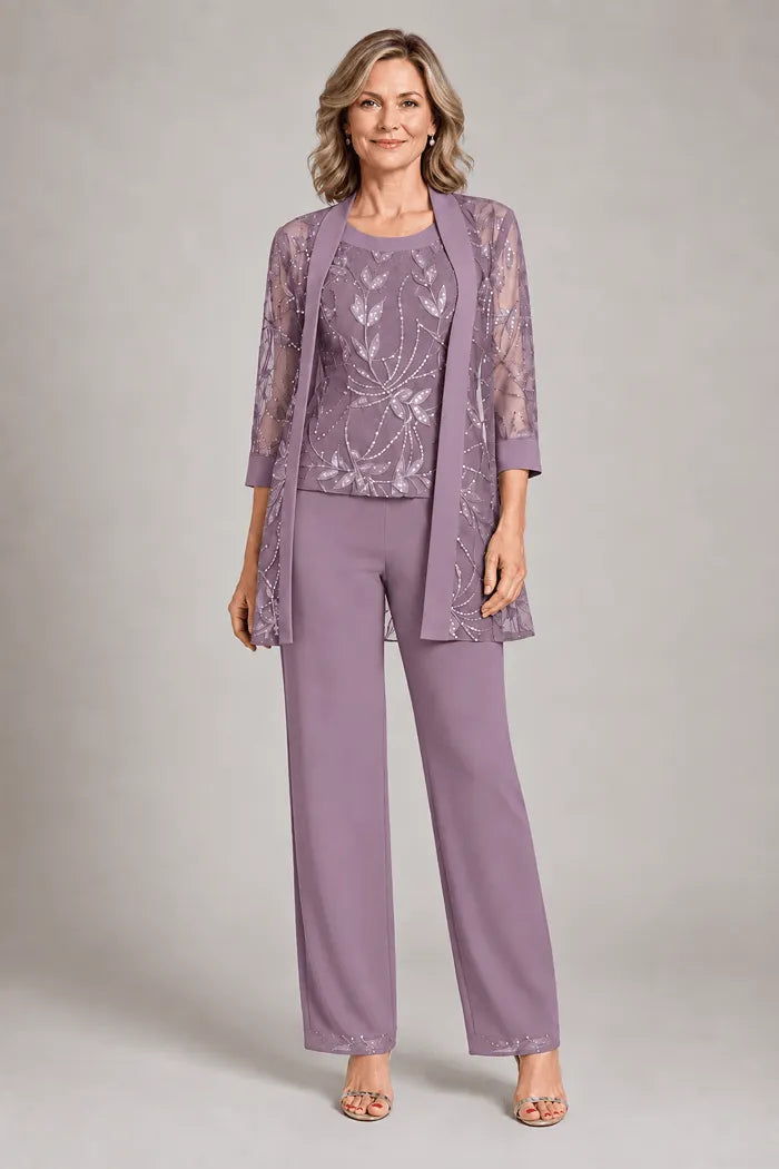 Genevieve | Three-Piece Chiffon Trouser Suit