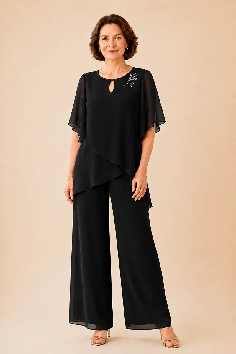Annabel | Chiffon Keyhole-Neck Trouser Suit