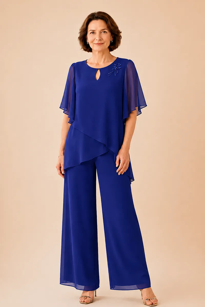 Annabel | Chiffon Keyhole-Neck Trouser Suit