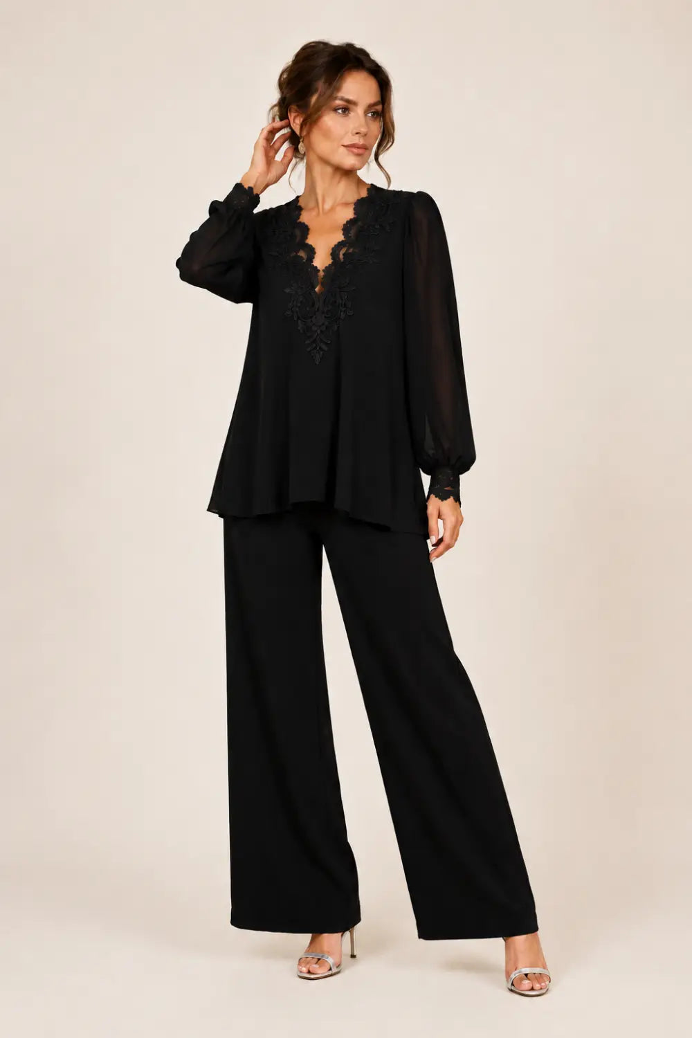 Veronica | Chiffon V-Neck Trouser Suit