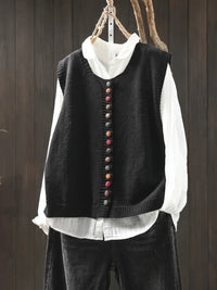 GILDA | MULTICOLOUR BUTTON KNITTED WAISTCOAT