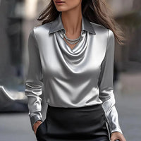 Milan Chic Draped Neck Blouse