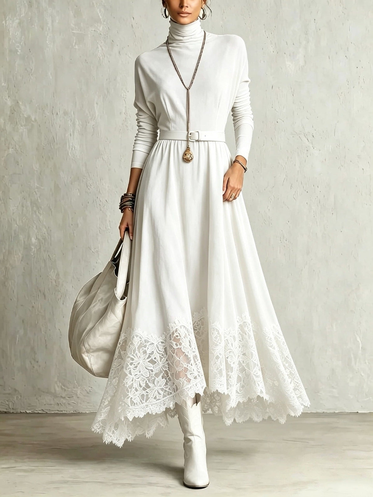 Elvina maxi dress in White, front view