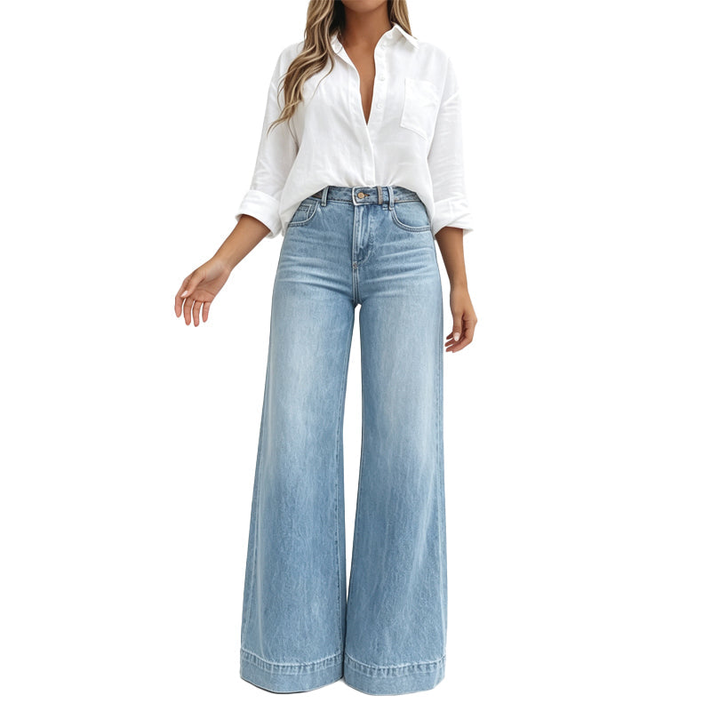Lucia wide-leg jeans in light blue, full-length front view
