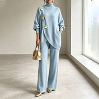 Natalie | Turtleneck Knit Wide-Leg Trouser Set