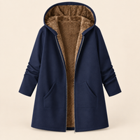 MORNA | LONG HOODED SHERPA-LINED COAT