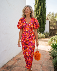 Carla™ | Floral Midi Dress with Puff Sleeves