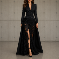 ROSEN | TAILORED JACKET AND LACE SLIT MAXI SKIRT SET