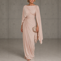 TEGWEN | CAPE SLEEVE DRAPED MAXI DRESS