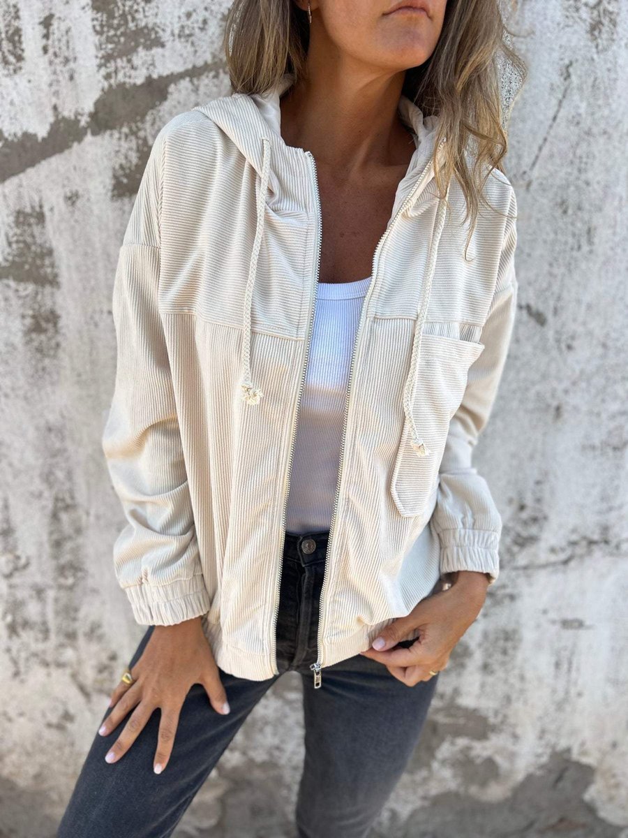 Lauren | Ribbed Hooded Zip Jacket