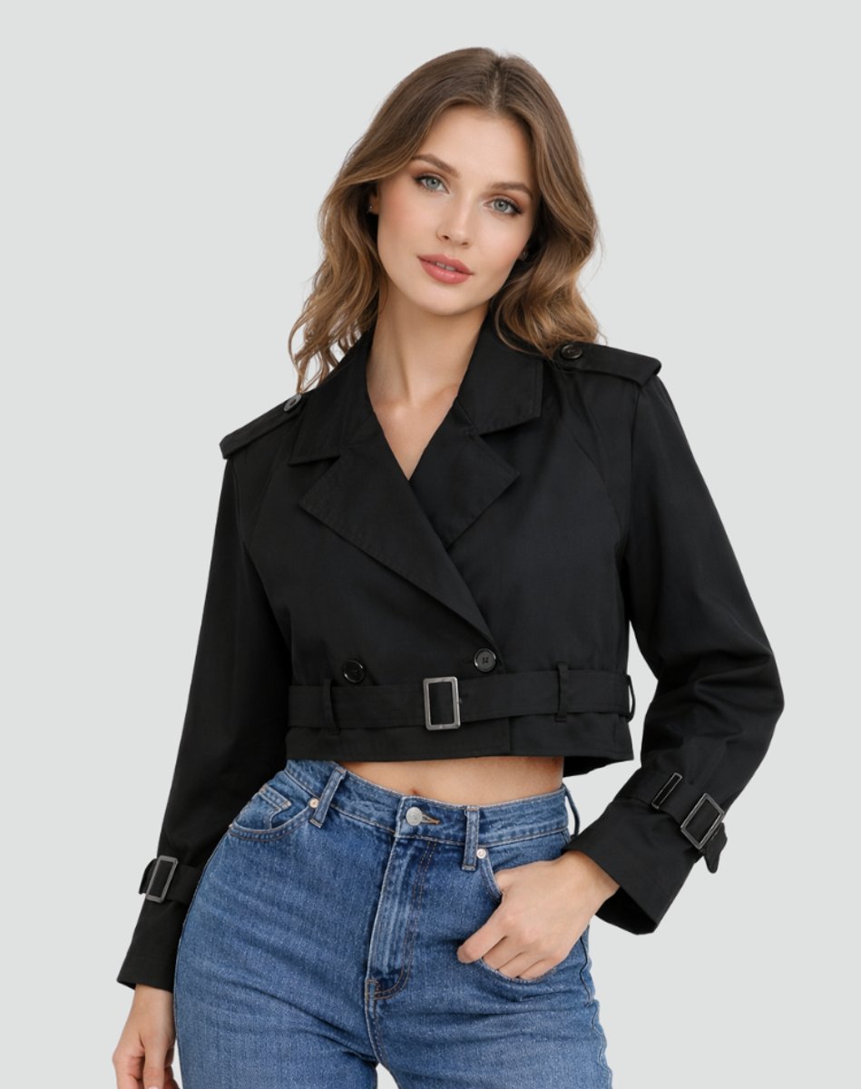 Joanne | Cropped Belted Trench Jacket
