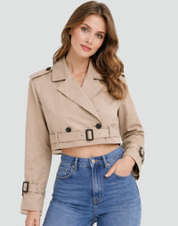 Joanne | Cropped Belted Trench Jacket
