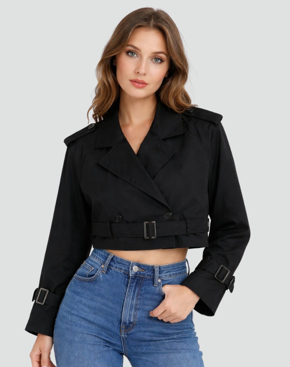 Joanne | Cropped Belted Trench Jacket