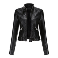 Olwen | Cropped Mandarin-Collar Biker Jacket