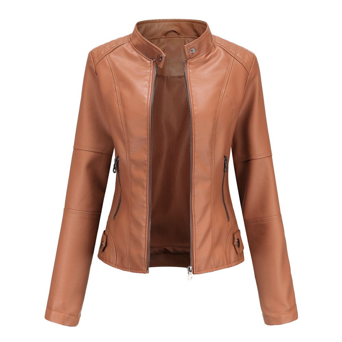 Helen | Refined Mandarin-Collar Biker Jacket
