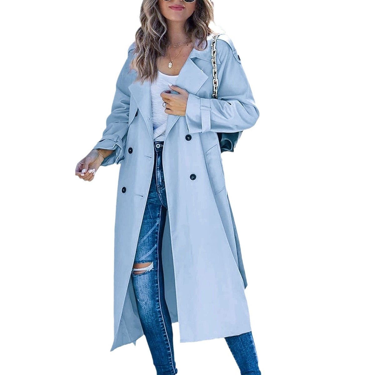 Juliet | Long Double-Breasted Belted Trench Coat