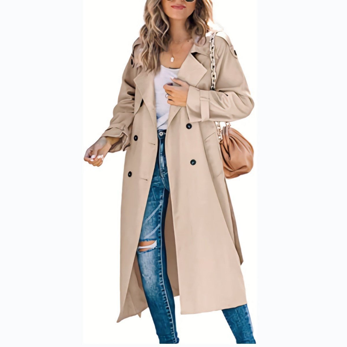 Juliet | Long Double-Breasted Belted Trench Coat