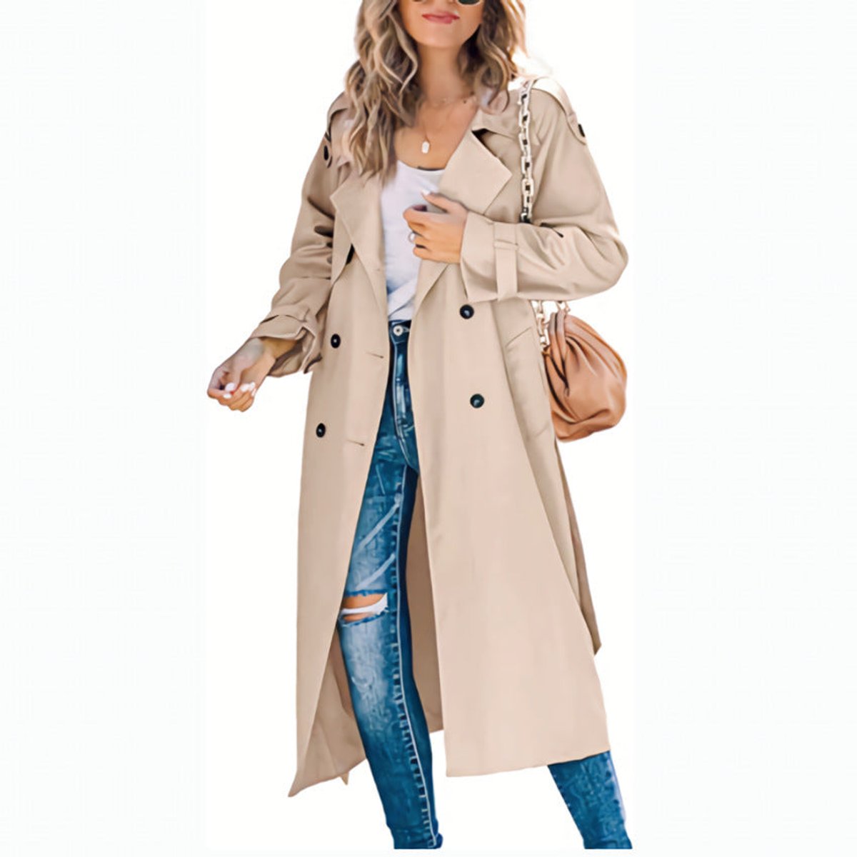 Juliet | Long Double-Breasted Belted Trench Coat