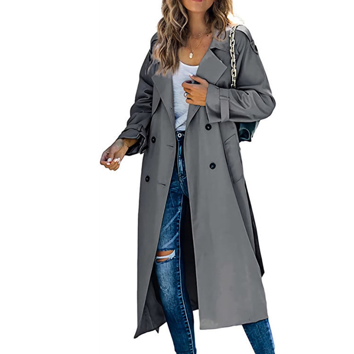 Juliet | Long Double-Breasted Belted Trench Coat