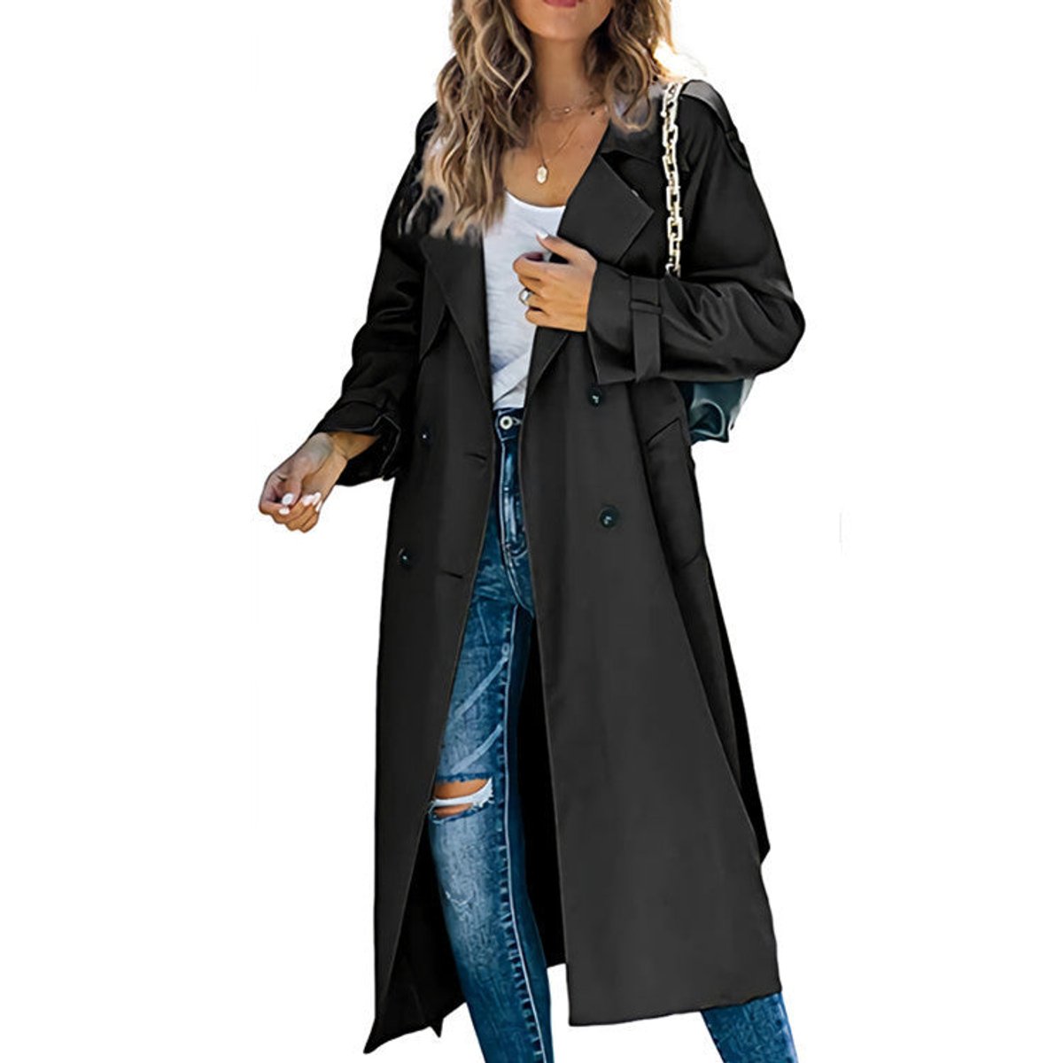Juliet | Long Double-Breasted Belted Trench Coat