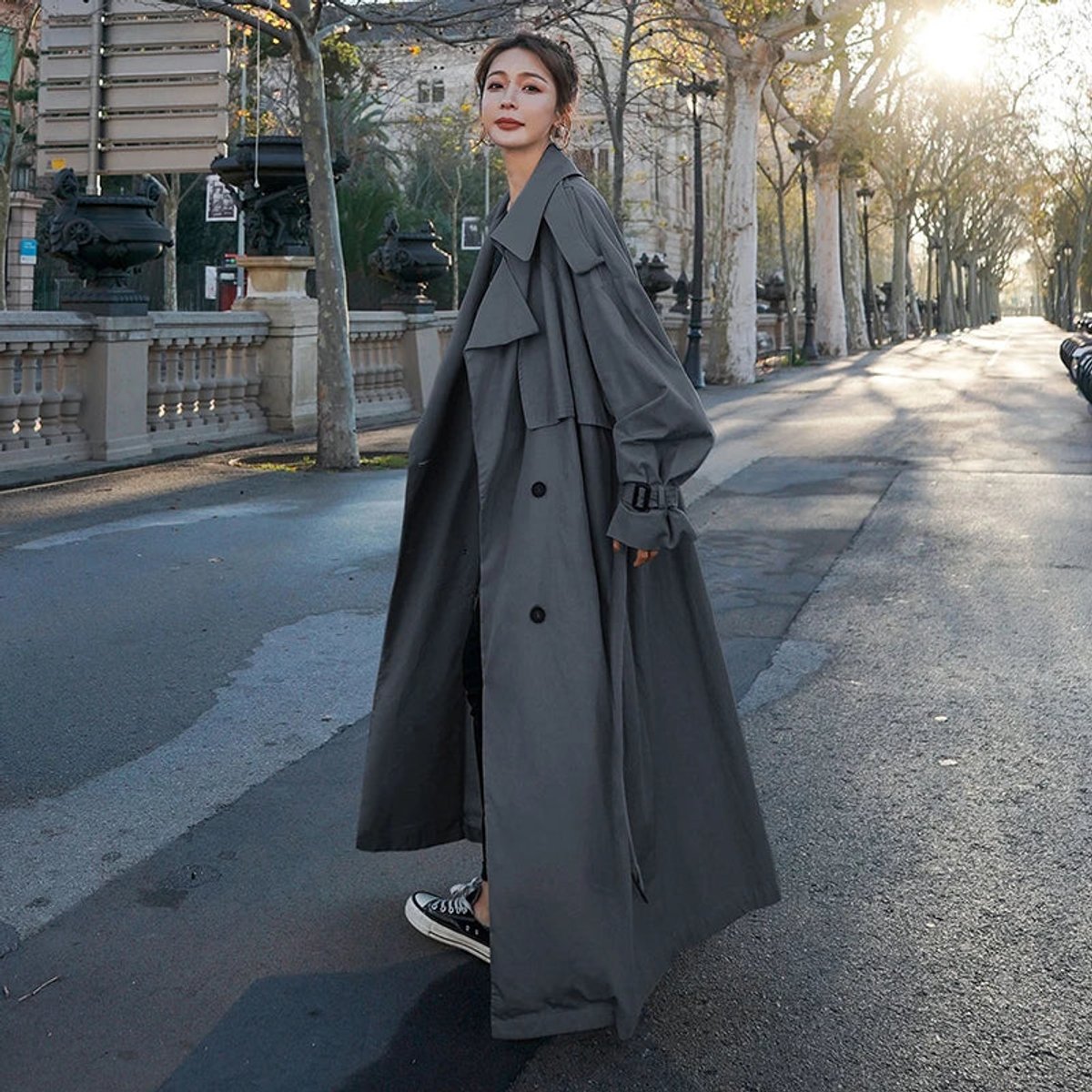 Kay | Oversized Double-Breasted Maxi Trench Coat