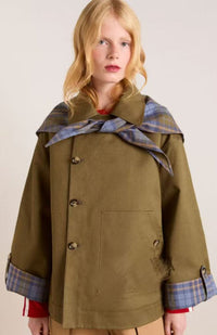 Lorna | Oversized Utility Jacket with Check Collar