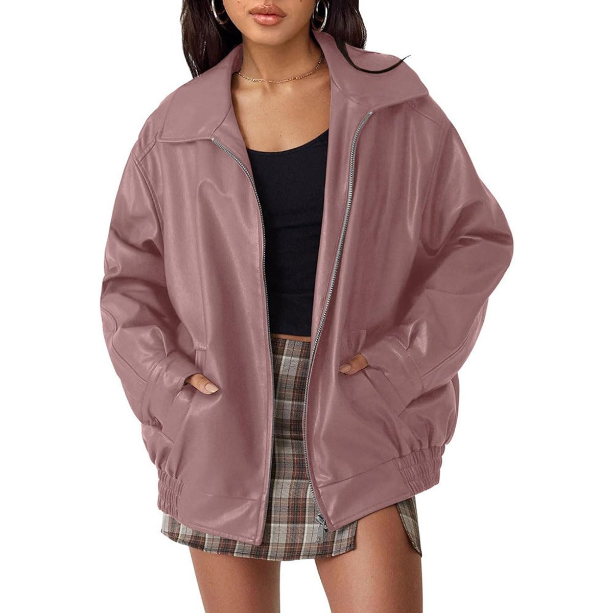 Nicola | Oversized Soft Zip Bomber Jacket
