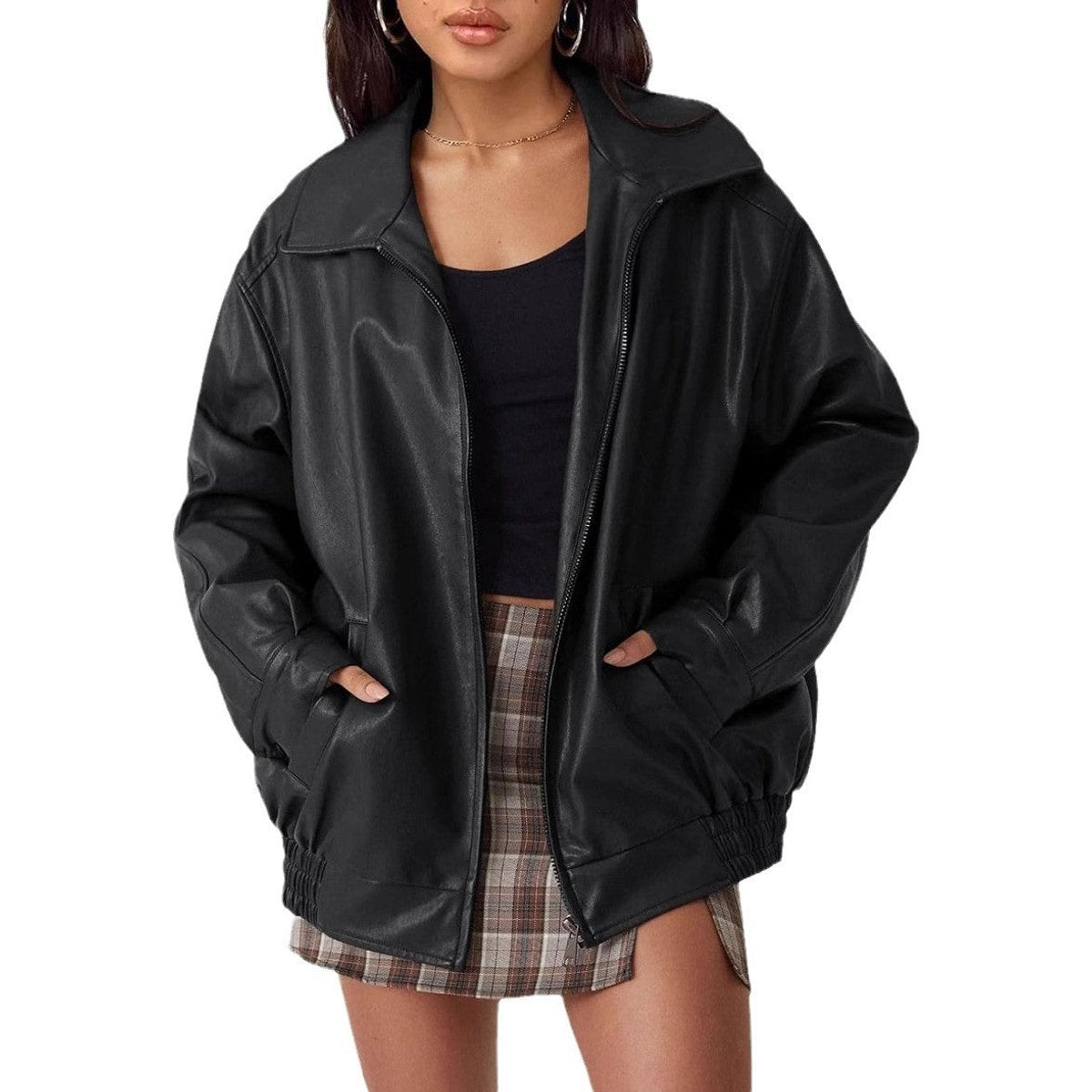 Nicola | Oversized Soft Zip Bomber Jacket
