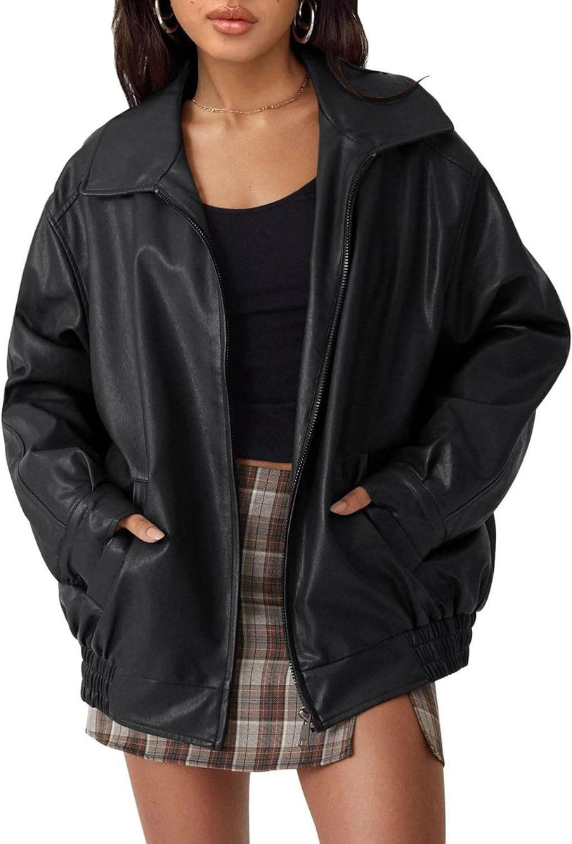 Nicola | Oversized Soft Zip Bomber Jacket