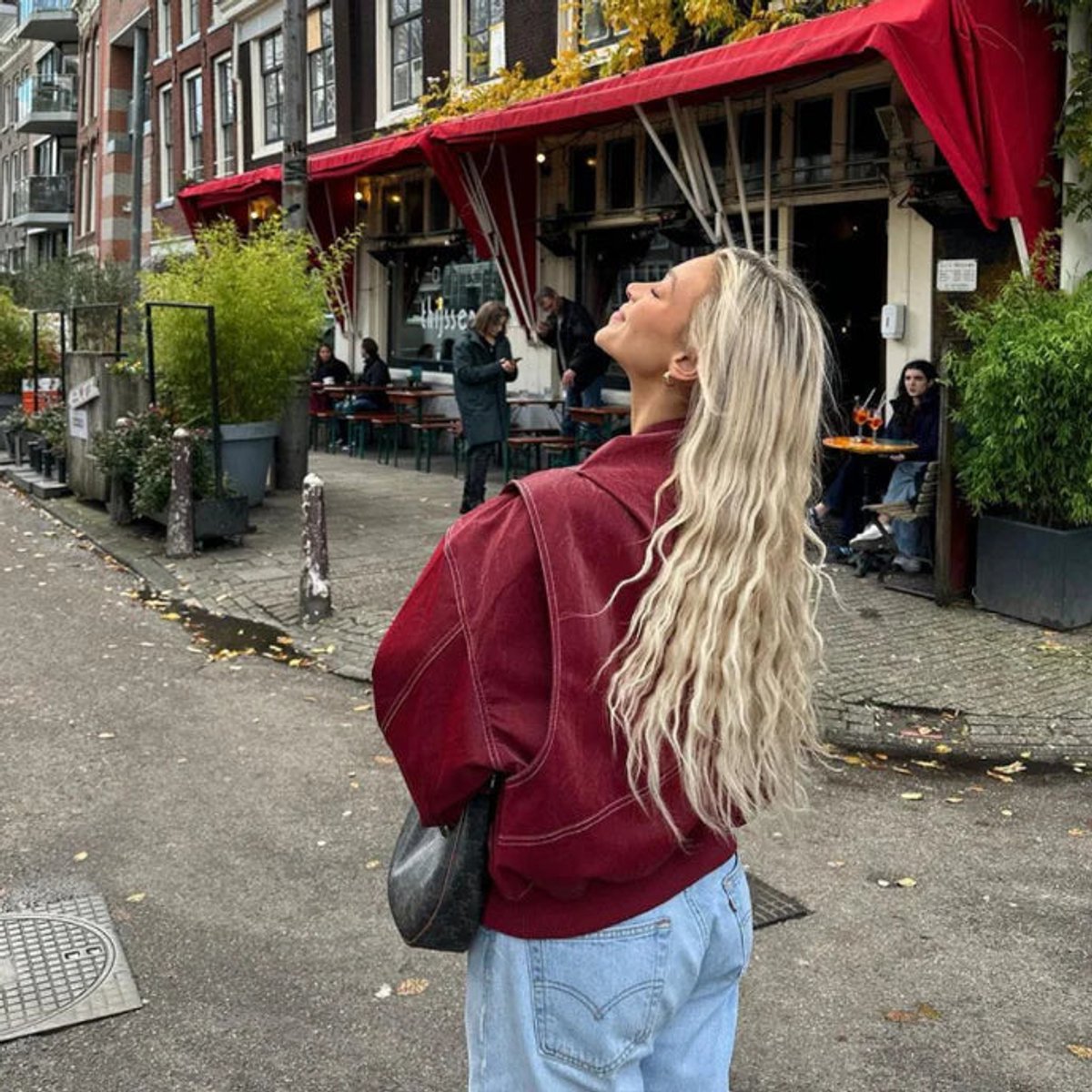 Joyce | Oversized Contrast-Stitch Bomber Jacket