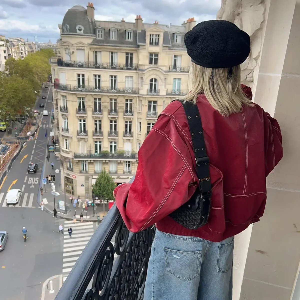 Joyce | Oversized Contrast-Stitch Bomber Jacket